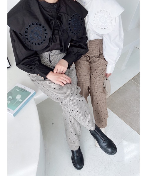 JUMELLE（ジュメロ）の「千鳥ハートパンツ（スラックス・レディース・ベージュ・SMALL）」の4枚目の写真