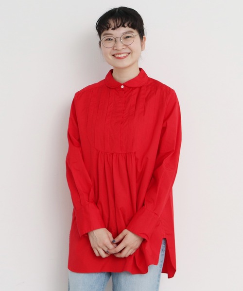 CHILD WOMAN(チャイルドウーマン)の「FINX100/2ブロード 小丸衿チュニック丈ブラウス(シャツ/ブラウス・レディース・ホワイト/ブラック/サックスブルー/レッド・FREE)」の4枚目の写真