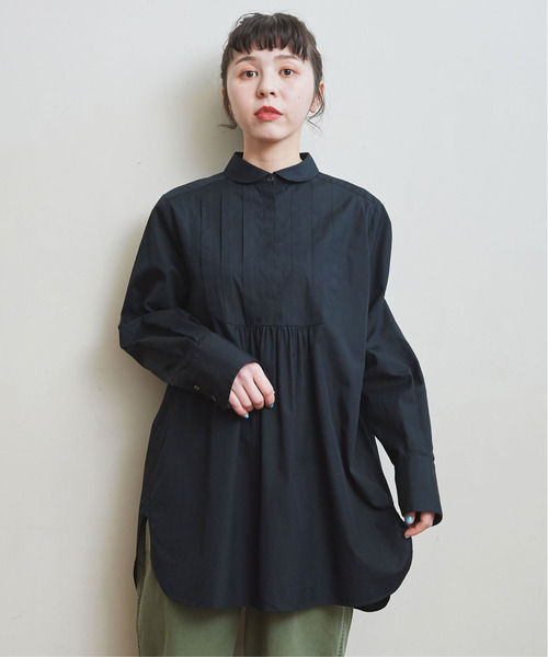CHILD WOMAN(チャイルドウーマン)の「FINX100/2ブロード 小丸衿チュニック丈ブラウス(シャツ/ブラウス・レディース・ホワイト/ブラック/サックスブルー/レッド・FREE)」の2枚目の写真