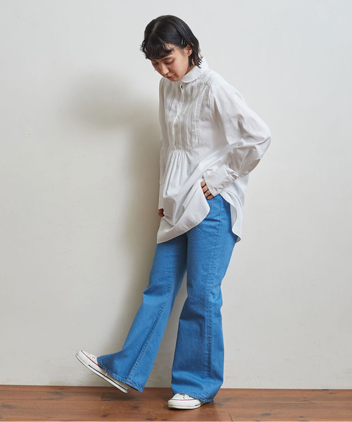 CHILD WOMAN(チャイルドウーマン)の「FINX100/2ブロード 小丸衿チュニック丈ブラウス(シャツ/ブラウス・レディース・ホワイト/ブラック/サックスブルー/レッド・FREE)」の8枚目の写真