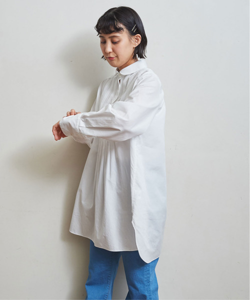 CHILD WOMAN(チャイルドウーマン)の「FINX100/2ブロード 小丸衿チュニック丈ブラウス(シャツ/ブラウス・レディース・ホワイト/ブラック/サックスブルー/レッド・FREE)」の5枚目の写真