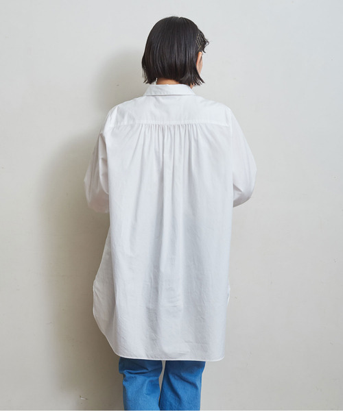 CHILD WOMAN(チャイルドウーマン)の「FINX100/2ブロード 小丸衿チュニック丈ブラウス(シャツ/ブラウス・レディース・ホワイト/ブラック/サックスブルー/レッド・FREE)」の6枚目の写真