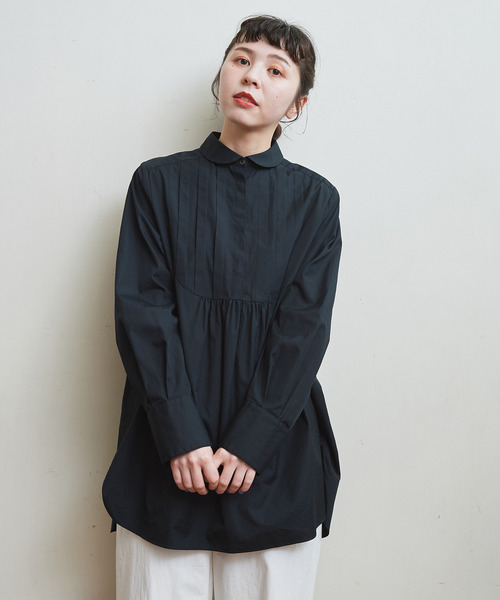 CHILD WOMAN(チャイルドウーマン)の「FINX100/2ブロード 小丸衿チュニック丈ブラウス(シャツ/ブラウス・レディース・ホワイト/ブラック/サックスブルー/レッド・FREE)」の16枚目の写真