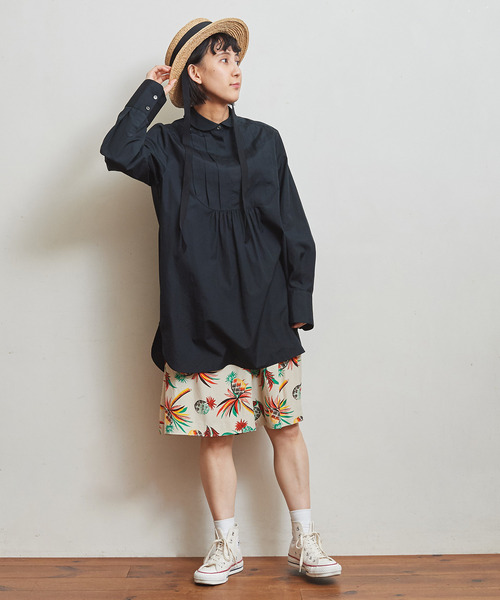 CHILD WOMAN(チャイルドウーマン)の「FINX100/2ブロード 小丸衿チュニック丈ブラウス(シャツ/ブラウス・レディース・ホワイト/ブラック/サックスブルー/レッド・FREE)」の12枚目の写真