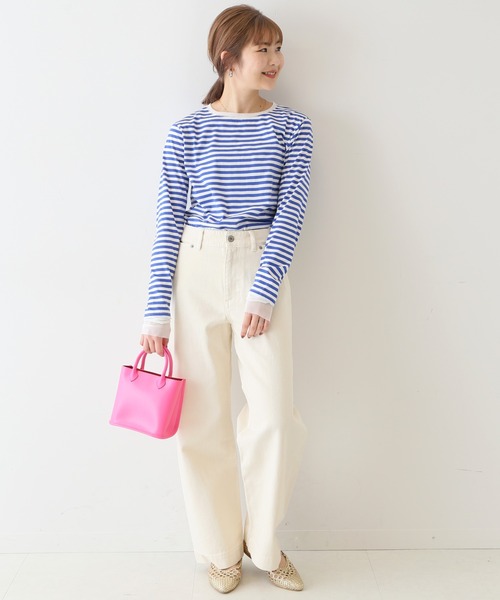 SLOBE IENA（スローブイエナ）の「《追加》レイヤードスリーブロンTEE◆（Tシャツ/カットソー・レディース・ホワイト/ナチュラル/ブルー系その他・FREE）」の15枚目の写真