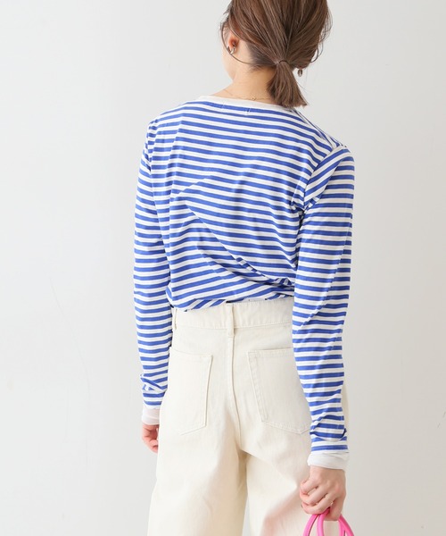 SLOBE IENA（スローブイエナ）の「《追加》レイヤードスリーブロンTEE◆（Tシャツ/カットソー・レディース・ホワイト/ナチュラル/ブルー系その他・FREE）」の22枚目の写真