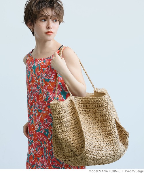 coca（coca）（コカ）の「ペーパーバッグ（かごバッグ・レディース・ベージュ・ONE SIZE）」の2枚目の写真