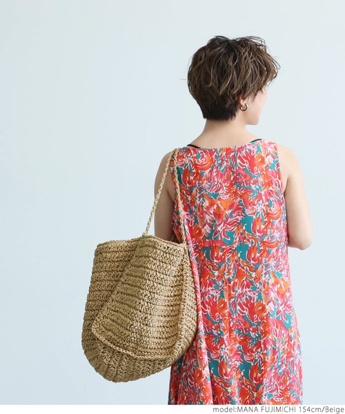 coca（coca）（コカ）の「ペーパーバッグ（かごバッグ・レディース・ベージュ・ONE SIZE）」の4枚目の写真