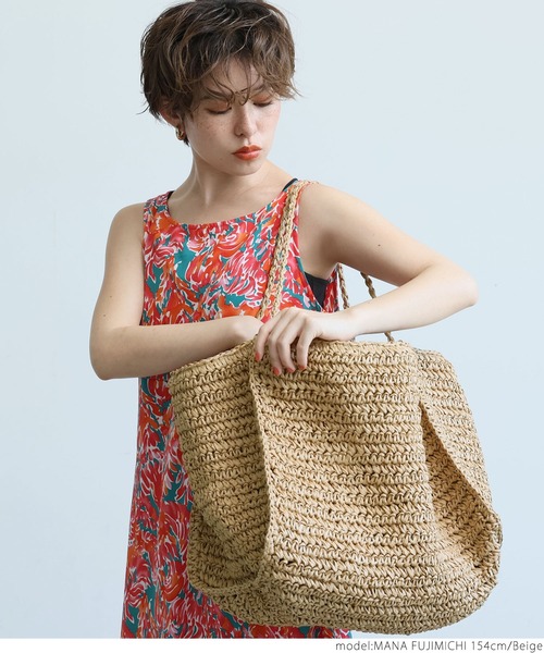 coca（coca）（コカ）の「ペーパーバッグ（かごバッグ・レディース・ベージュ・ONE SIZE）」の6枚目の写真