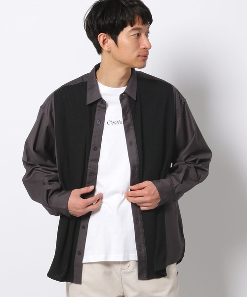 LAKOLE（ラコレ）の「ニットドッキングシャツ / 264619（シャツ/ブラウス・メンズ・ネイビー/アイボリー/チャコール・MEDIUM/LARGE）」の2枚目の写真