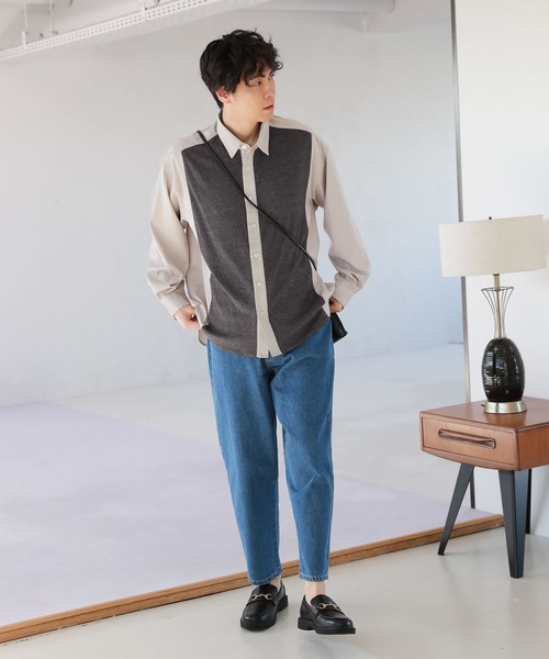 LAKOLE（ラコレ）の「ニットドッキングシャツ / 264619（シャツ/ブラウス・メンズ・ネイビー/アイボリー/チャコール・MEDIUM/LARGE）」の4枚目の写真