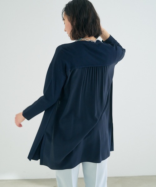 極美品 アナイ シルクデシンスカラップロングカーディガン