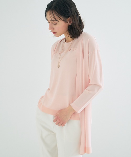 極美品 アナイ シルクデシンスカラップロングカーディガン