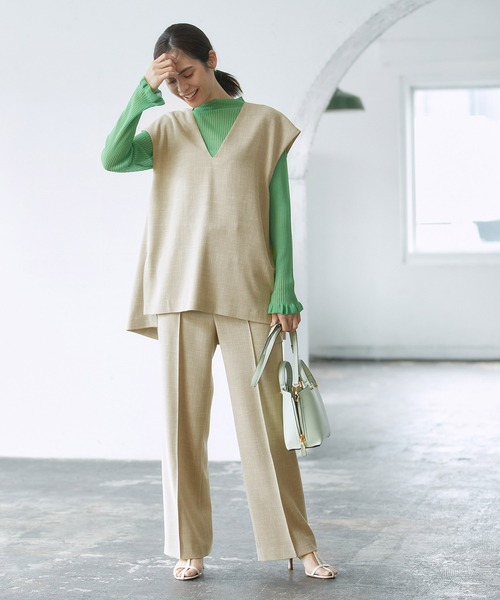 ROPE'（ロペ）の「【セットアップ対応】スラブツイードジレベスト（ベスト・レディース・ブラウン/ベージュ系その他/キャメル・38）」の4枚目の写真