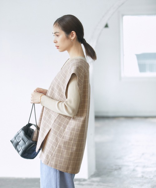 ROPE'（ロペ）の「【セットアップ対応】スラブツイードジレベスト（ベスト・レディース・ブラウン/ベージュ系その他/キャメル・38）」の10枚目の写真