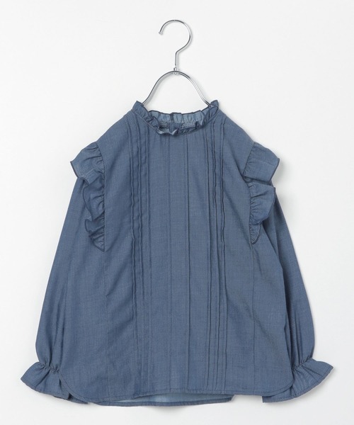 GLOBAL WORK(グローバルワーク)の「キッズ/レース*デニム/フリルブラウス/267086(シャツ/ブラウス・キッズ・ホワイト/ブルー・110cm/100cm/120cm/130cm/140cm/150cm/160cm)」の4枚目の写真