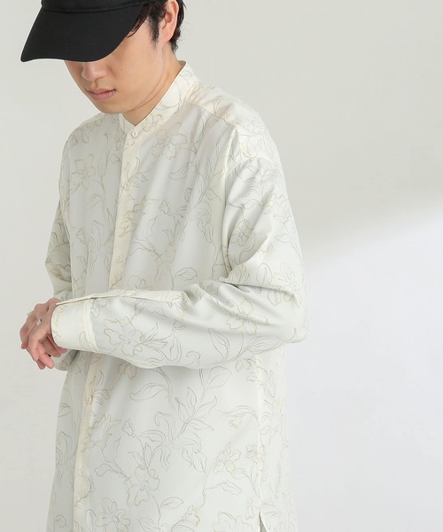 SENSE OF PLACE by URBAN RESEARCH（センスオブプレイスバイアーバンリサーチ）の「ボタニカルバンドカラーシャツA（シャツ/ブラウス・メンズ・ライトベージュ/ライトブルー・LARGE/MEDIUM）」の3枚目の写真