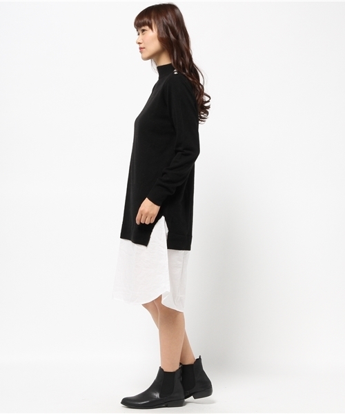 OUTLET（アウトレット）の「【mystic】Omekashiハイネック布帛ドッキング（ニット/セーター・レディース・ブラック/グレー/オフホワイト/ピンク・FREE）」の9枚目の写真