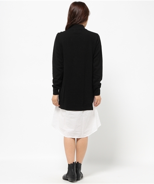 OUTLET（アウトレット）の「【mystic】Omekashiハイネック布帛ドッキング（ニット/セーター・レディース・ブラック/グレー/オフホワイト/ピンク・FREE）」の10枚目の写真