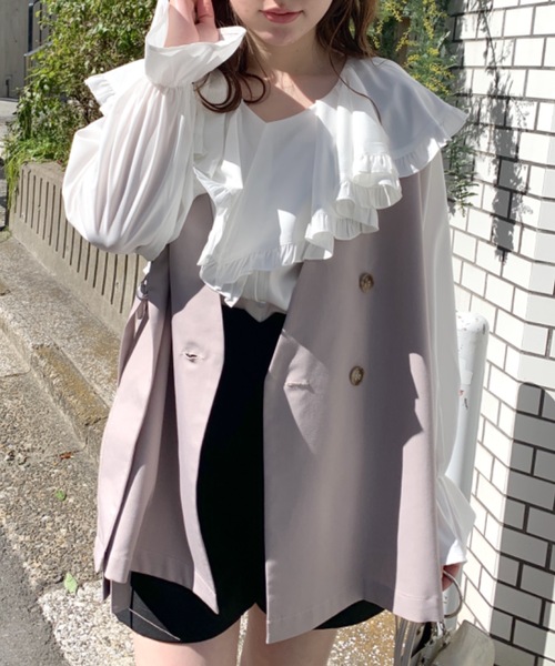 OLIVE des OLIVE（オリーブデオリーブ）の「サイドベルトジレ（ベスト・レディース・オフホワイト/ネイビー/グレイッシュベージュ・FREE）」の3枚目の写真