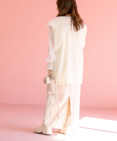 OLIVE des OLIVE（オリーブデオリーブ）の「サイドベルトジレ（ベスト・レディース・オフホワイト/ネイビー/グレイッシュベージュ・FREE）」の6枚目の写真