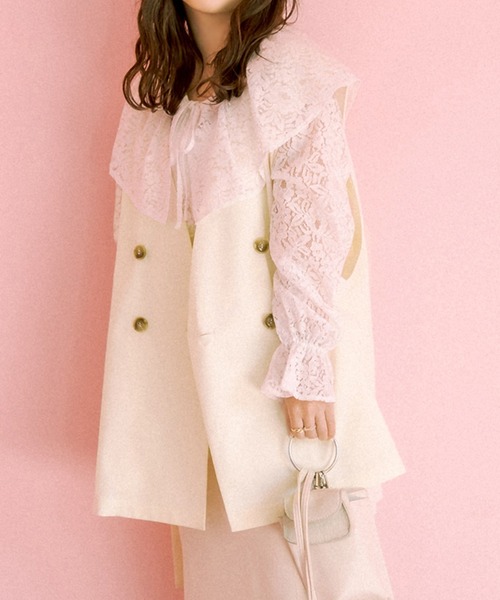 OLIVE des OLIVE（オリーブデオリーブ）の「サイドベルトジレ（ベスト・レディース・オフホワイト/ネイビー/グレイッシュベージュ・FREE）」の7枚目の写真