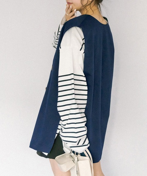 OLIVE des OLIVE（オリーブデオリーブ）の「サイドベルトジレ（ベスト・レディース・オフホワイト/ネイビー/グレイッシュベージュ・FREE）」の14枚目の写真