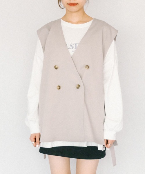 OLIVE des OLIVE（オリーブデオリーブ）の「サイドベルトジレ（ベスト・レディース・オフホワイト/ネイビー/グレイッシュベージュ・FREE）」の16枚目の写真