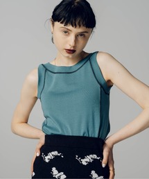 led.tokyo | 【led.tokyo】ステッチカラー2WAY U/Vネックトップ (ZOZO限定カラー:グリーン)(Tシャツ/カットソー)