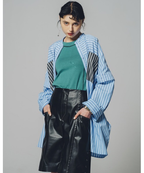 led.tokyo(レッドトウキョウ)の「【led.tokyo】ステッチカラー2WAY U/Vネックトップ (ZOZO限定カラー:グリーン)(Tシャツ/カットソー・レディース・ブラック/ホワイト/ベージュ/グリーン・M)」の11枚目の写真