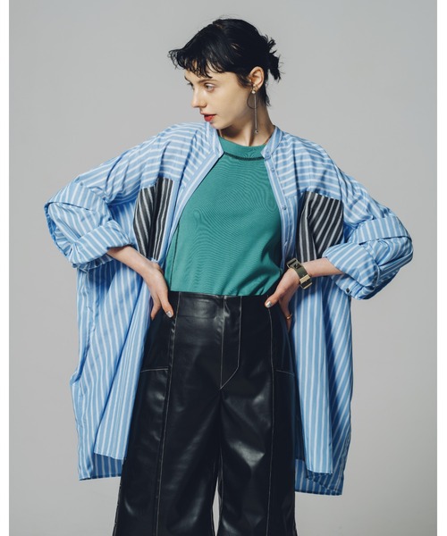 led.tokyo(レッドトウキョウ)の「【led.tokyo】ステッチカラー2WAY U/Vネックトップ (ZOZO限定カラー:グリーン)(Tシャツ/カットソー・レディース・ブラック/ホワイト/ベージュ/グリーン・M)」の12枚目の写真