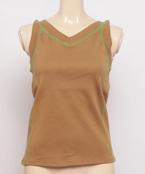 led.tokyo(レッドトウキョウ)の「【led.tokyo】ステッチカラー2WAY U/Vネックトップ (ZOZO限定カラー:グリーン)(Tシャツ/カットソー・レディース・ブラック/ホワイト/ベージュ/グリーン・M)」の20枚目の写真