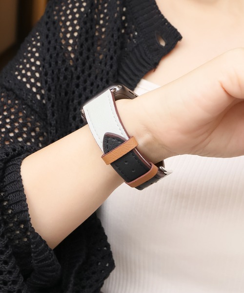 Urban Coral(アーバンコーラル)の「Apple Watch Band / アップルウォッチ バンド バイカラーレザー / Urban Coral(デジタル腕時計・レディース・ブラック×ホワイト/ブルー系その他/イエロー系その他/ピンク系その他/オレンジ系その他/ピンク系その他2/オレンジ系その他2/ネイビー系/ブルー系/ブラック系その他・40mm/44mm)」の1枚目の写真