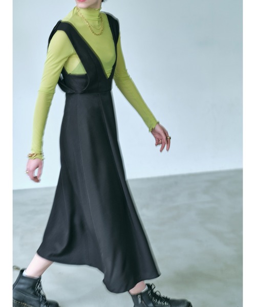 HANNE（アン）の「セミタイトシルエットジャンスカ（ジャンパースカート・レディース・ブラック・フリー）」の6枚目の写真