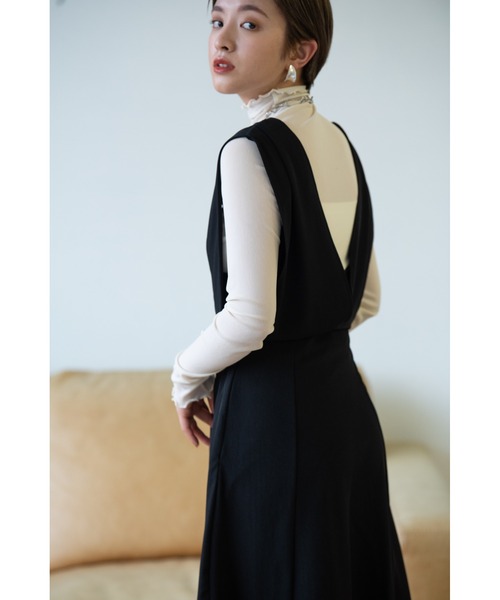 HANNE（アン）の「セミタイトシルエットジャンスカ（ジャンパースカート・レディース・ブラック・フリー）」の4枚目の写真