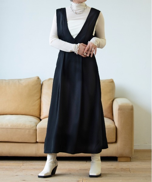 HANNE（アン）の「セミタイトシルエットジャンスカ（ジャンパースカート・レディース・ブラック・フリー）」の8枚目の写真