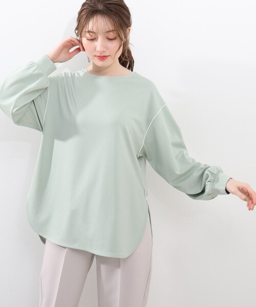 DRESKIP（ドレスキップ）の「◆配色メロ－ゆったりプルオーバー（Tシャツ/カットソー・レディース・レモンイエロー/ライトグリーン/ブラック/オフホワイト・03/04/02）」の4枚目の写真