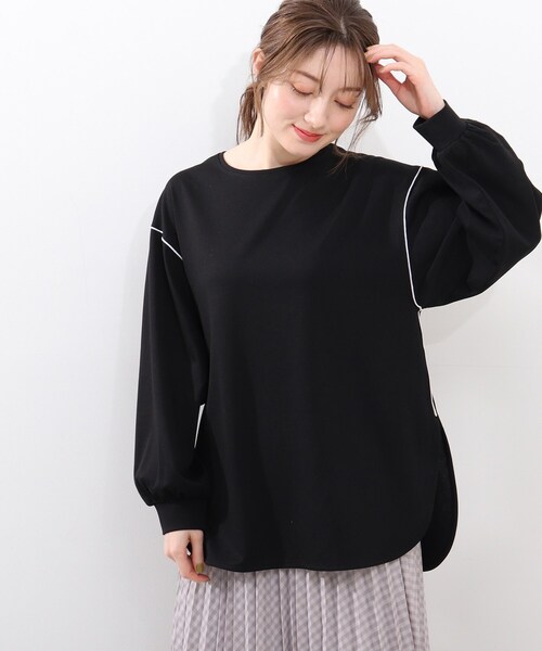 DRESKIP（ドレスキップ）の「◆配色メロ－ゆったりプルオーバー（Tシャツ/カットソー・レディース・レモンイエロー/ライトグリーン/ブラック/オフホワイト・03/04/02）」の3枚目の写真
