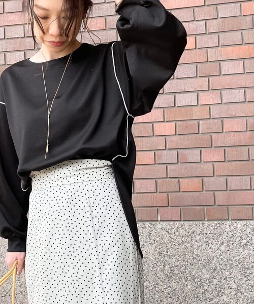 DRESKIP（ドレスキップ）の「◆配色メロ－ゆったりプルオーバー（Tシャツ/カットソー・レディース・レモンイエロー/ライトグリーン/ブラック/オフホワイト・03/04/02）」の16枚目の写真