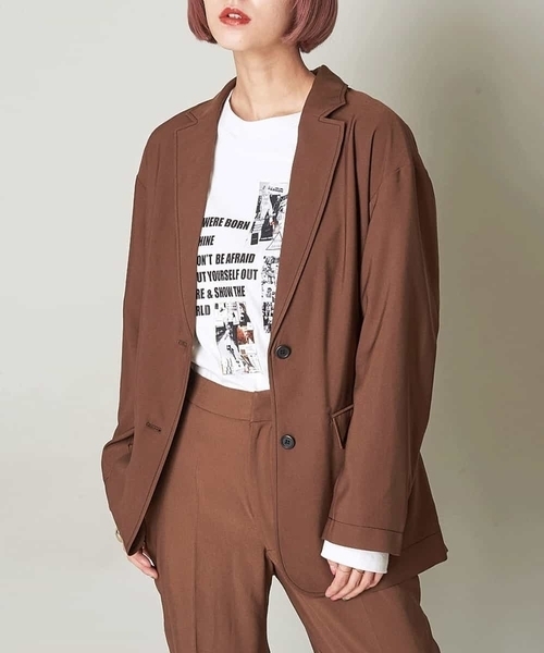 A de a.v.v(アードアー・ヴェ・ヴェ)の「(SET UP対応)配色ステッチテーラードジャケット(テーラードジャケット・レディース・グリーン/ブラウン・38/36)」の1枚目の写真