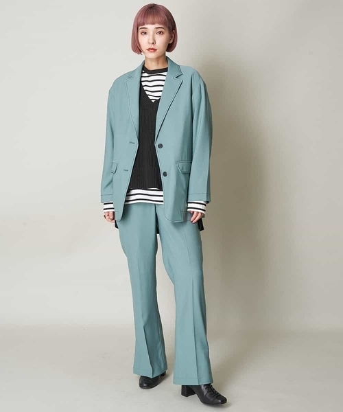 A de a.v.v(アードアー・ヴェ・ヴェ)の「(SET UP対応)配色ステッチテーラードジャケット(テーラードジャケット・レディース・グリーン/ブラウン・38/36)」の3枚目の写真