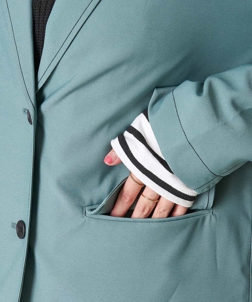 A de a.v.v(アードアー・ヴェ・ヴェ)の「(SET UP対応)配色ステッチテーラードジャケット(テーラードジャケット・レディース・グリーン/ブラウン・38/36)」の11枚目の写真