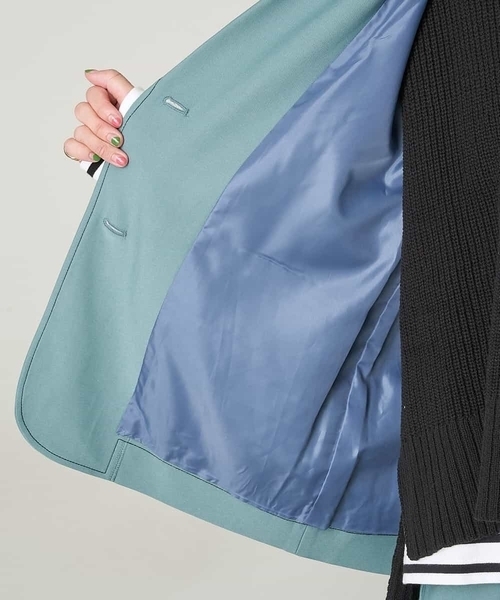 A de a.v.v(アードアー・ヴェ・ヴェ)の「(SET UP対応)配色ステッチテーラードジャケット(テーラードジャケット・レディース・グリーン/ブラウン・38/36)」の6枚目の写真