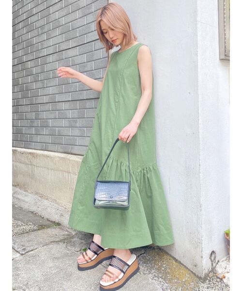 MURUA(ムルーア)の「サイドティアードワンピース(ワンピース・レディース・ブラック/ベージュ/グリーン・FREE)」の14枚目の写真