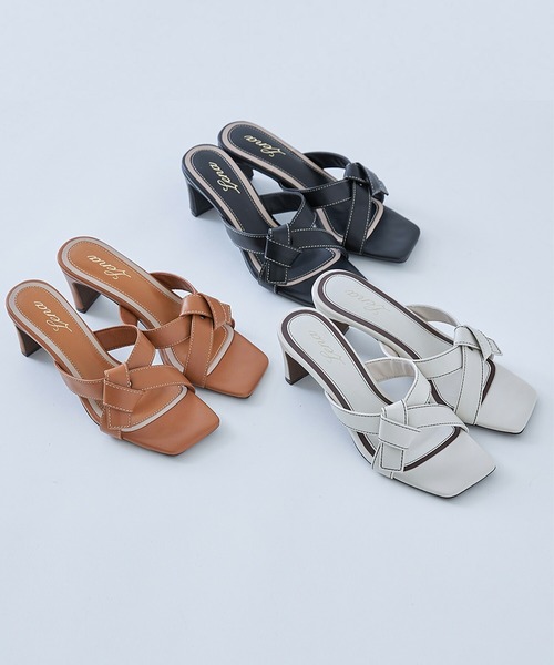 tocco closet（トッコ　クローゼット）の「スクエアトゥミュールサンダル（サンダル・レディース・ブラック/キャメル・L/M/LL/S）」の3枚目の写真