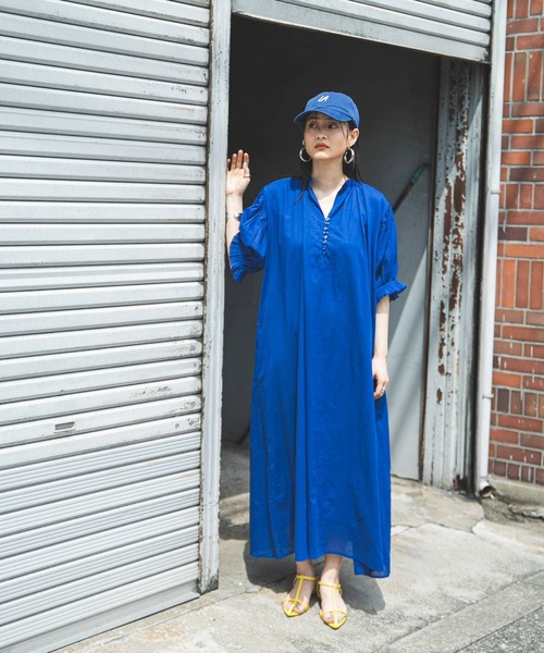 bohmal(ボマール)の「【高身長サイズ有】インド綿スキッパーロングワンピース(ワンピース・レディース・ブラック/ピンク/ロイヤルブルー/ライム/オレンジ/ベージュ/レッド・FREE/LARGE/MEDIUM)」の11枚目の写真