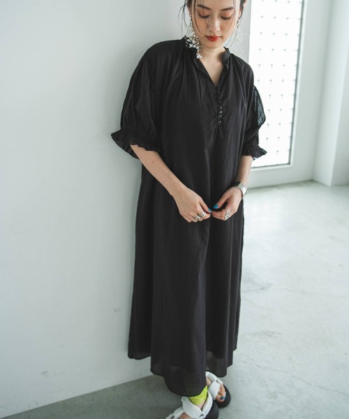 bohmal(ボマール)の「【高身長サイズ有】インド綿スキッパーロングワンピース(ワンピース・レディース・ブラック/ピンク/ロイヤルブルー/ライム/オレンジ/ベージュ/レッド・FREE/LARGE/MEDIUM)」の13枚目の写真