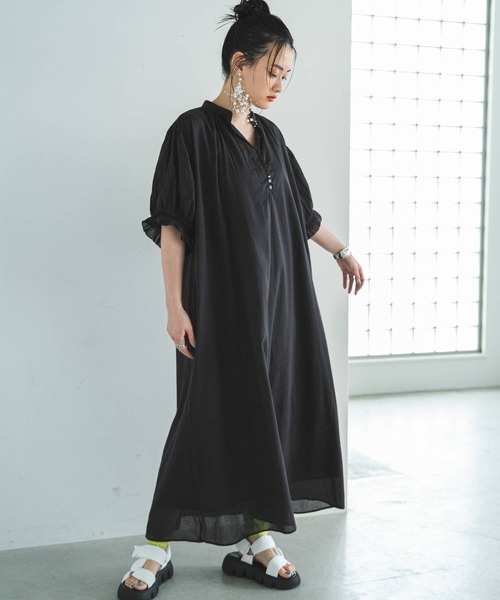 bohmal(ボマール)の「【高身長サイズ有】インド綿スキッパーロングワンピース(ワンピース・レディース・ブラック/ピンク/ロイヤルブルー/ライム/オレンジ/ベージュ/レッド・FREE/LARGE/MEDIUM)」の15枚目の写真