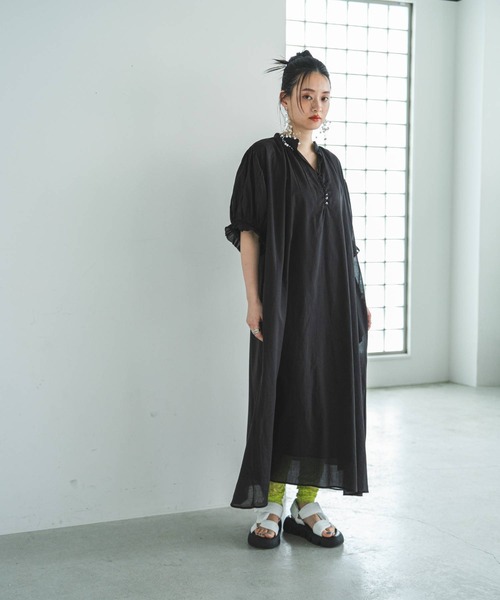 bohmal(ボマール)の「【高身長サイズ有】インド綿スキッパーロングワンピース(ワンピース・レディース・ブラック/ピンク/ロイヤルブルー/ライム/オレンジ/ベージュ/レッド・FREE/LARGE/MEDIUM)」の20枚目の写真