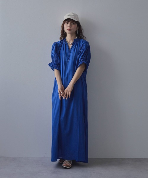 bohmal(ボマール)の「【高身長サイズ有】インド綿スキッパーロングワンピース(ワンピース・レディース・ブラック/ピンク/ロイヤルブルー/ライム/オレンジ/ベージュ/レッド・FREE/LARGE/MEDIUM)」の17枚目の写真